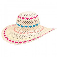 Wide Brim Toyo Straw Accent Hats – 12 PCS w/ Colorful Ribbons - Natural - HT-8213NT